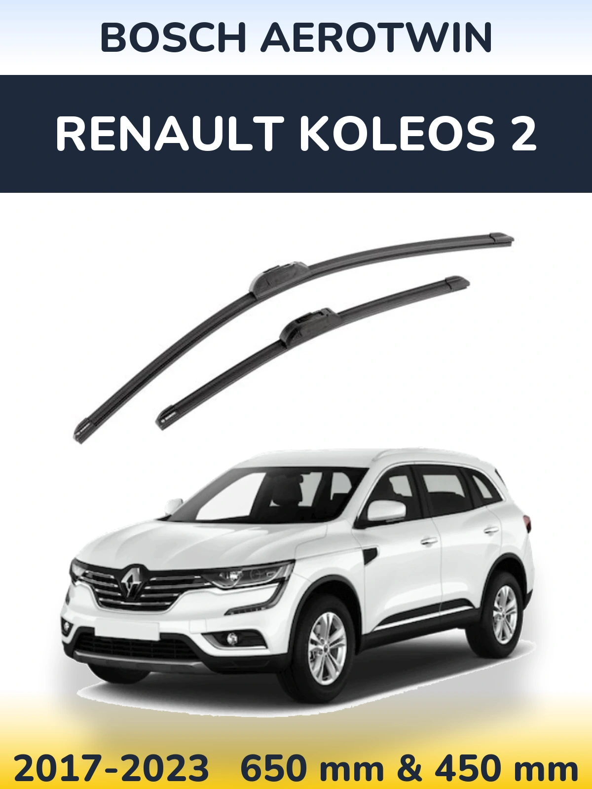 Komplet przednich wycieraczek BOSCH AeroTwin 650 & 450 mm do Renault Koleos 2 2017-2023