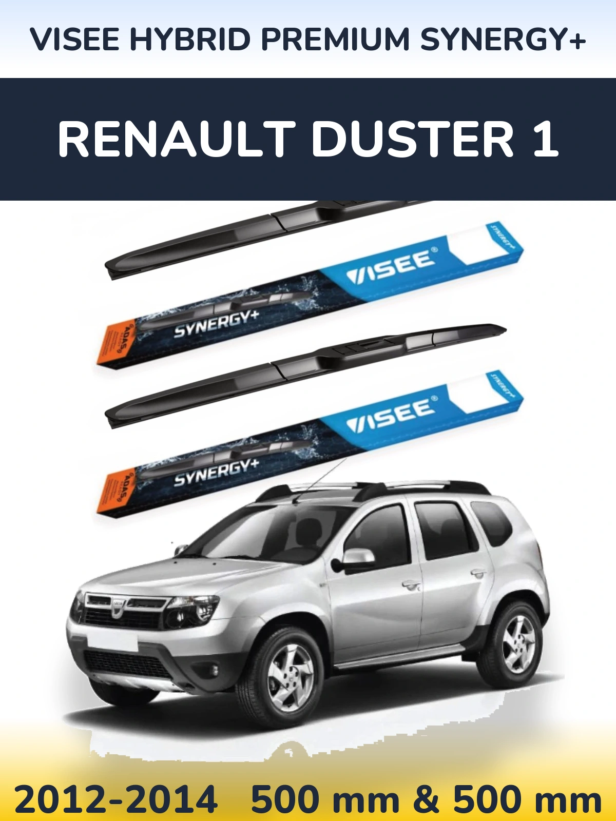 Комплект передних дворников VISEE HYBRID PREMIUM SYNERGY+ 500 & 500 мм для Renault Duster 1 2012-2014