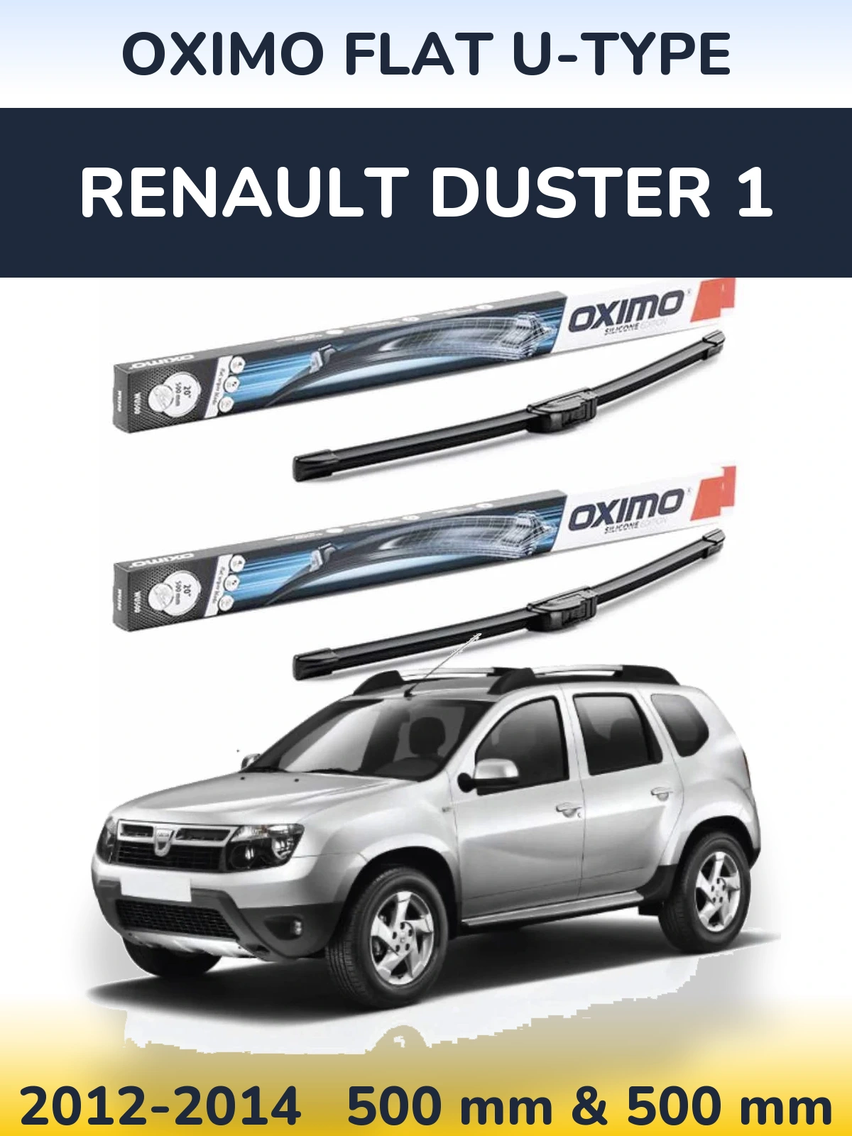 Komplet przednich wycieraczek Oximo Flat U-type 500 & 500 mm do Renault Duster 1 2012-2014