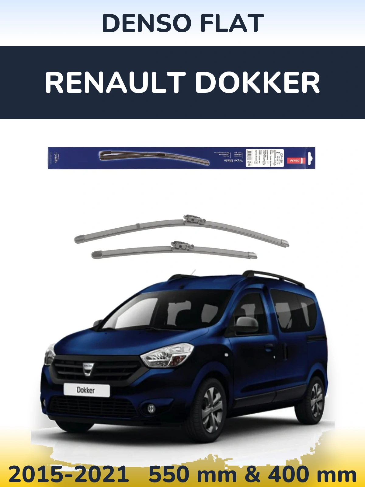 Комплект передних дворников Denso Flat 550 & 400 мм для Renault Dokker 2015-2021