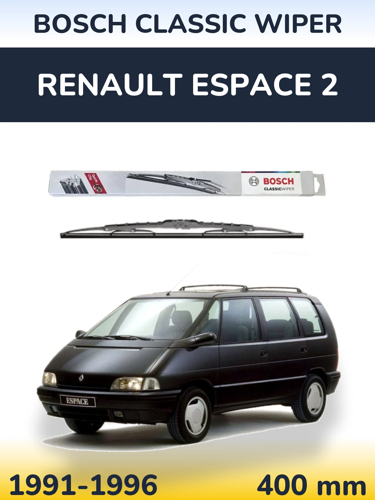 Rear wiper blade BOSCH Classic Wiper 400 mm for Renault Espace 2 1991-1996