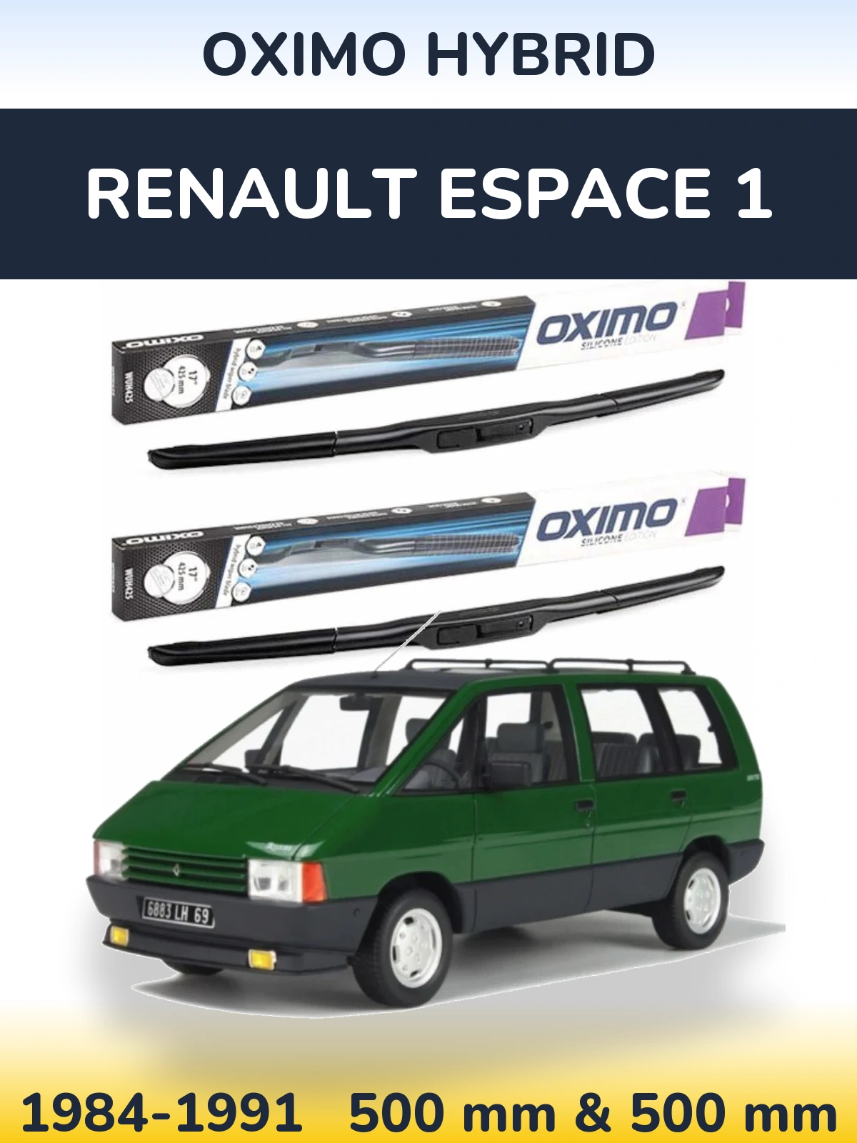 Komplet przednich wycieraczek Oximo Hybrid 500 & 500 mm do Renault Espace 1 1984-1991