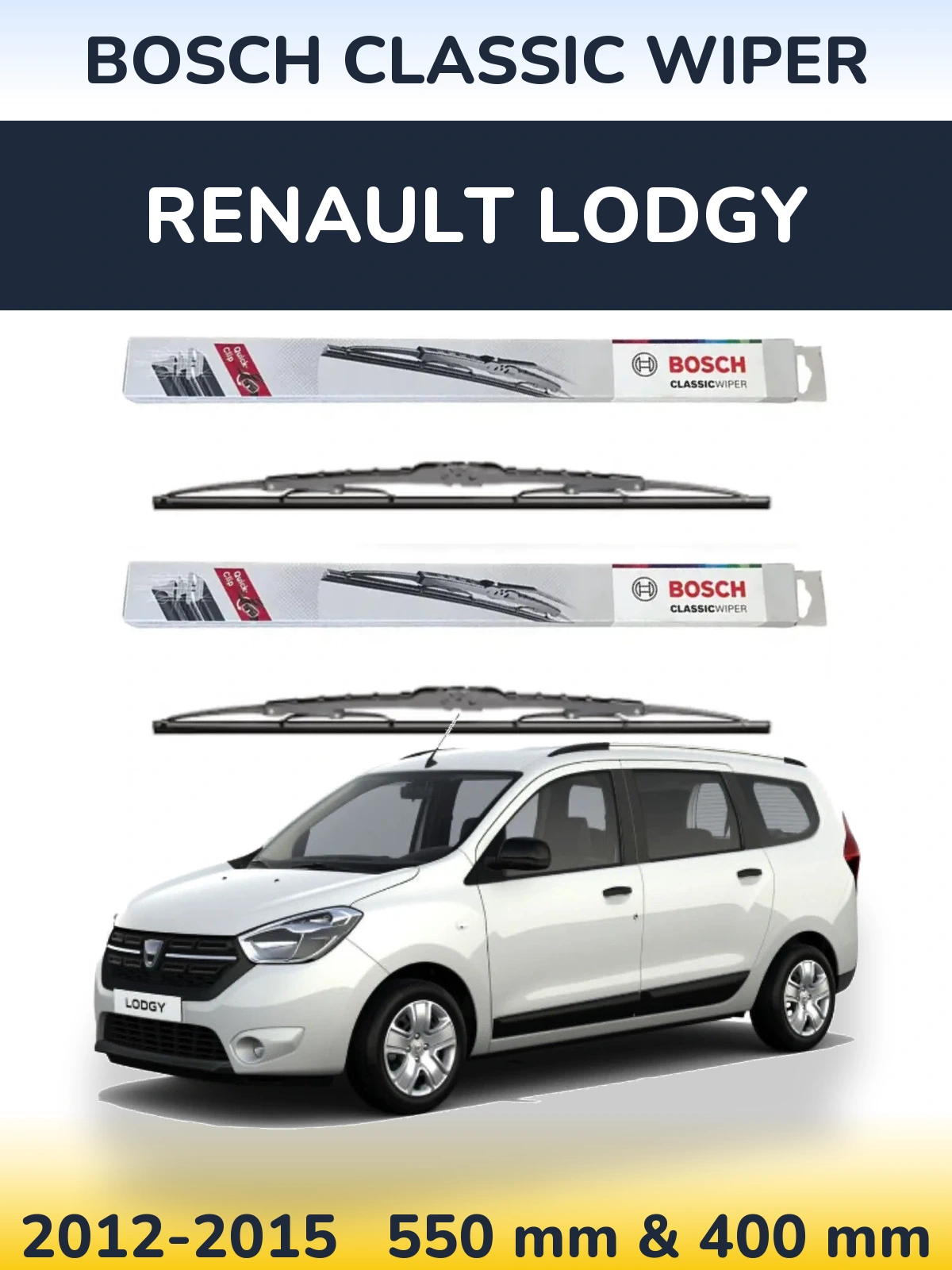 Komplet przednich wycieraczek BOSCH Classic Wiper 550 & 400 mm do Renault Lodgy 2012-2015