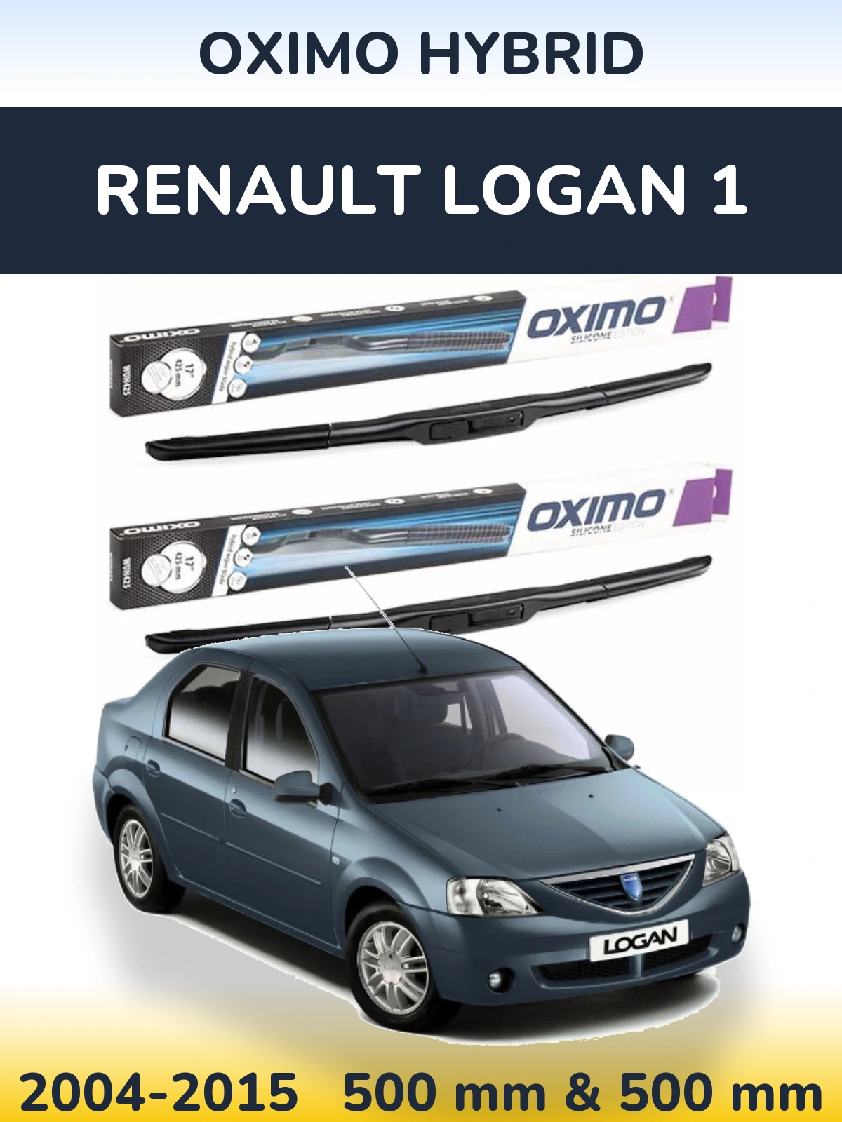 Komplet przednich wycieraczek Oximo Hybrid 500 & 500 mm do Renault Logan 1 2004-2015