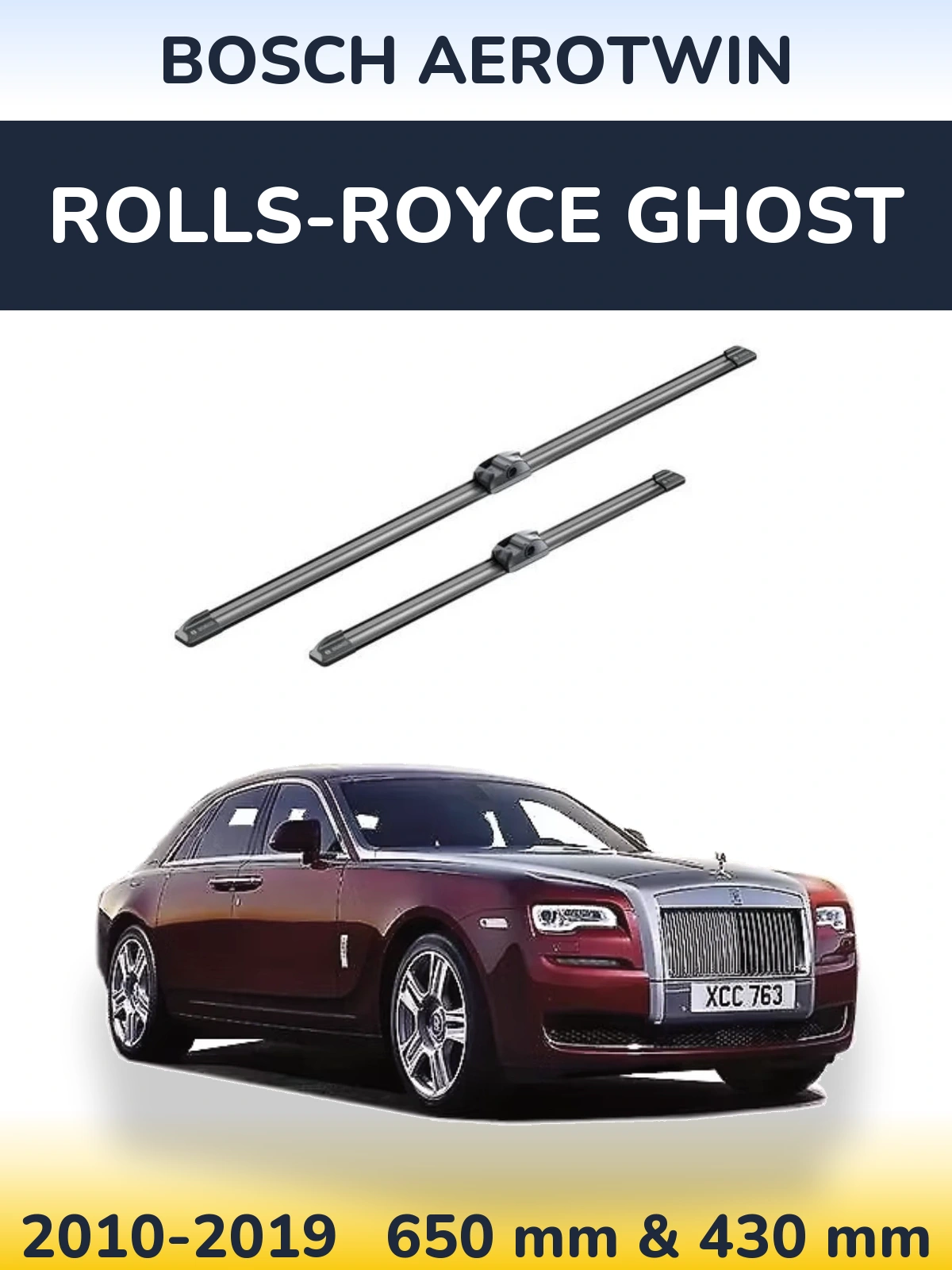 Front wiper blade set BOSCH AeroTwin 650 & 430 mm for Rolls-Royce Ghost 2010-2019