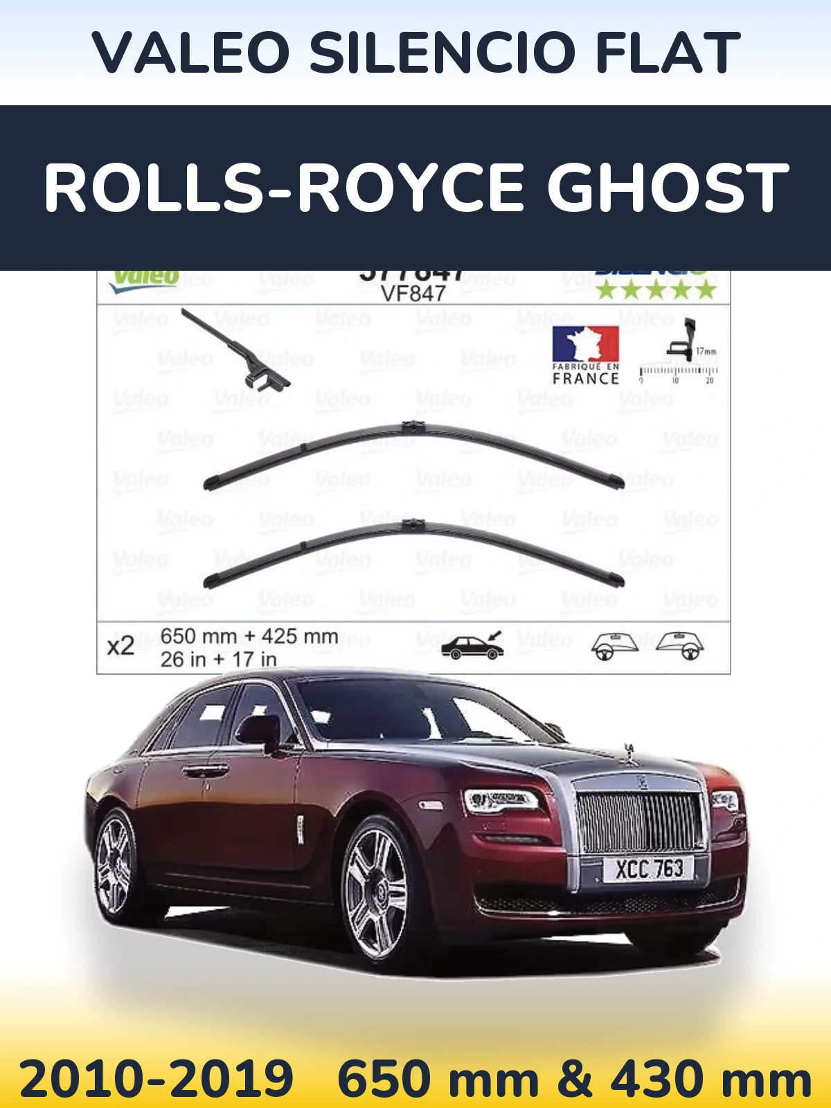 Комплект передних дворников Valeo Silencio Flat 650 & 430 мм для Rolls-Royce Ghost 2010-2019