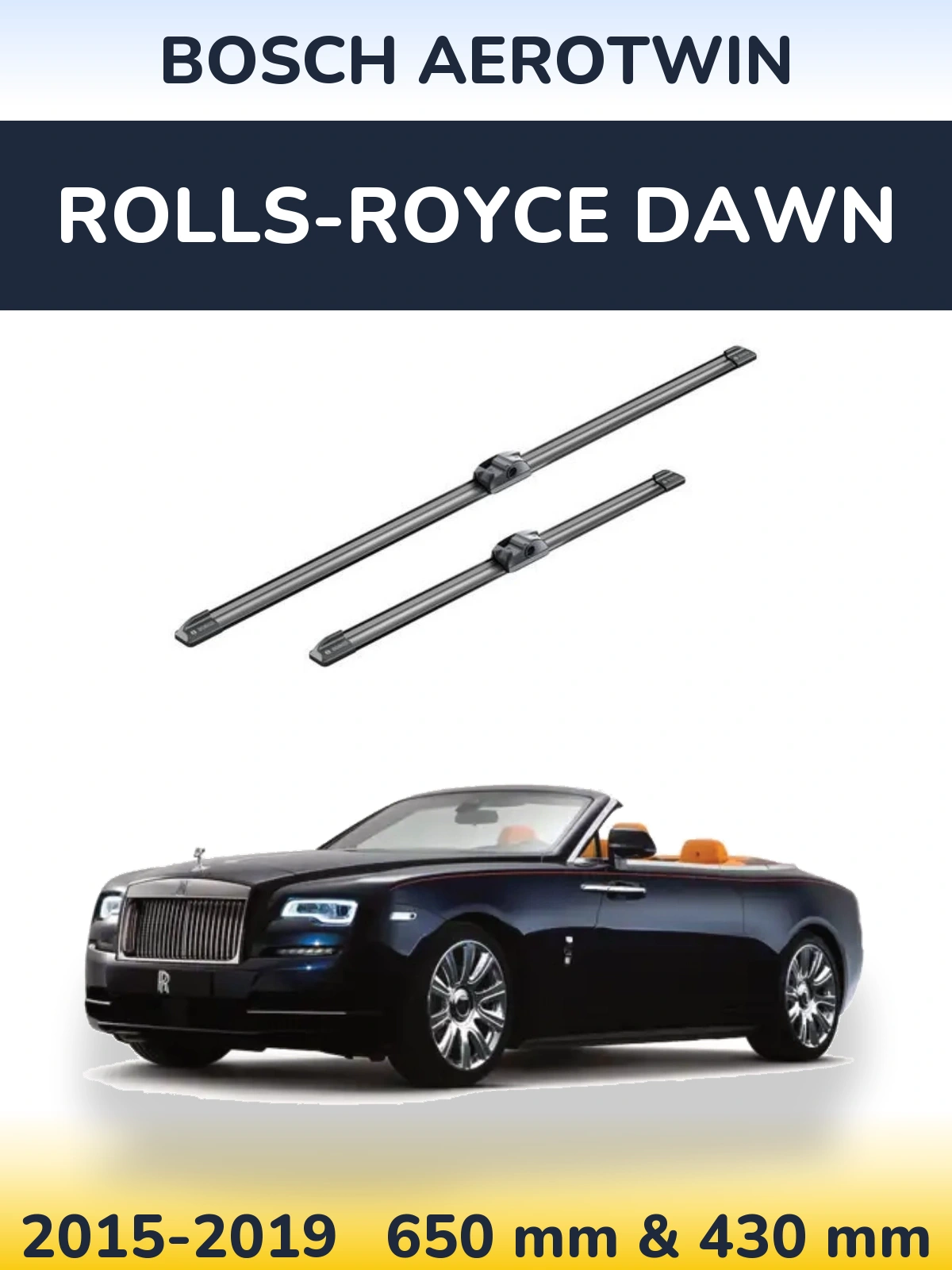 Комплект передних дворников BOSCH AeroTwin 650 & 430 мм для Rolls-Royce Dawn 2015-2019