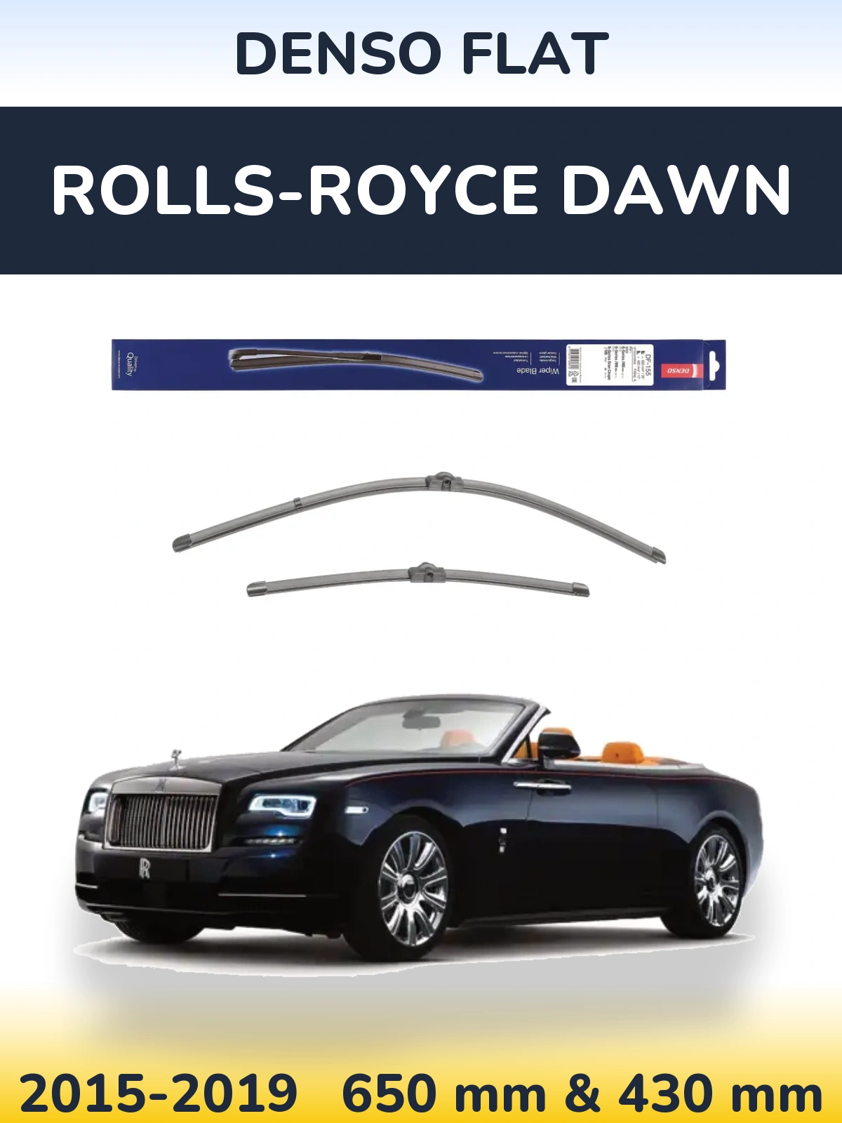 Komplet przednich wycieraczek Denso Flat 650 & 430 mm do Rolls-Royce Dawn 2015-2019