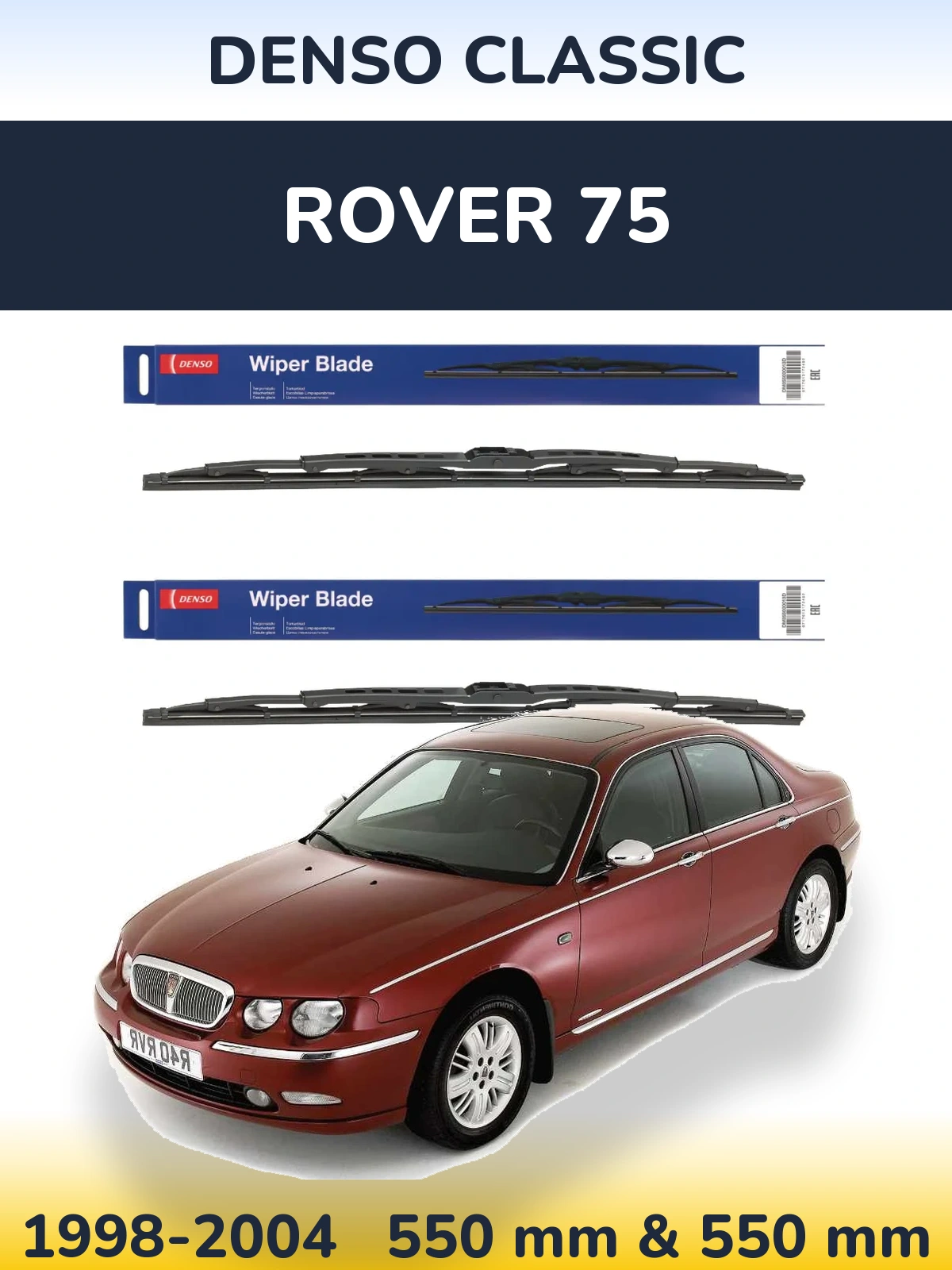Komplet przednich wycieraczek Denso Classic 550 & 550 mm do Rover 75 1998-2004