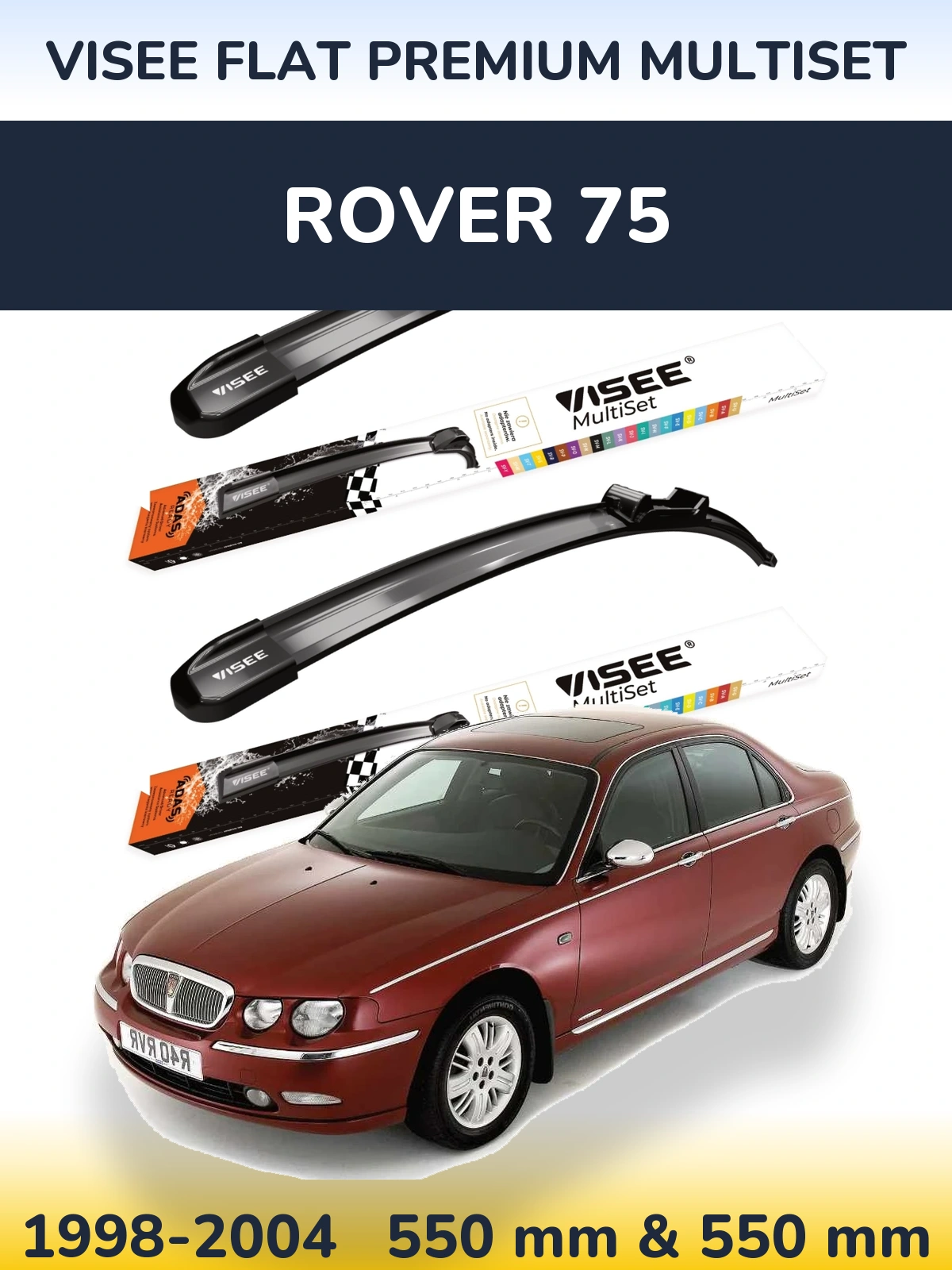 Komplet przednich wycieraczek VISEE FLAT PREMIUM MultiSet 550 & 550 mm do Rover 75 1998-2004