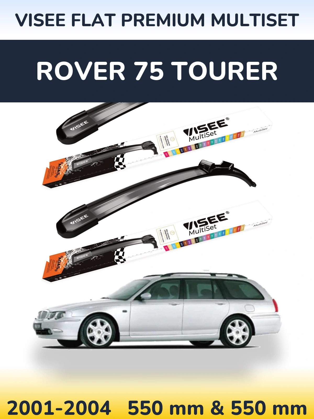 Komplet przednich wycieraczek VISEE FLAT PREMIUM MultiSet 550 & 550 mm do Rover 75 Tourer 2001-2004