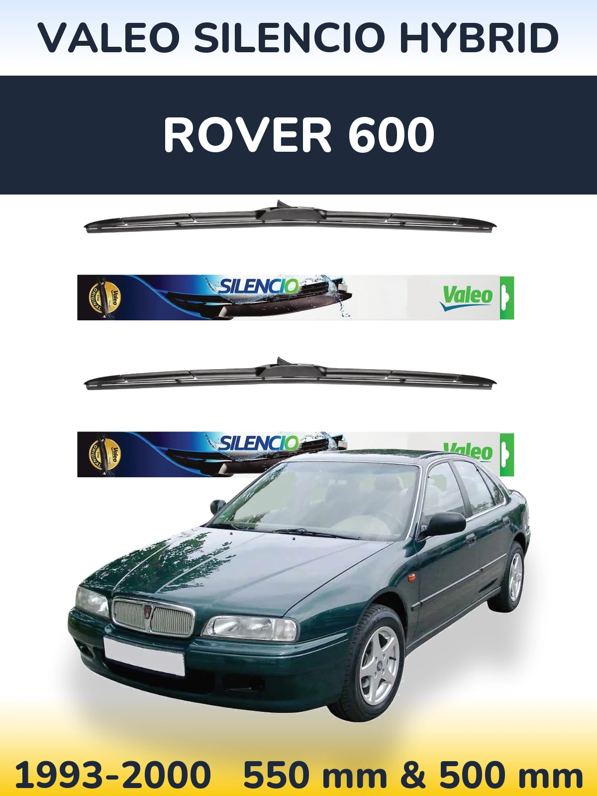 Комплект передних дворников Valeo Silencio Hybrid 550 & 500 мм для Rover 600 1993-2000