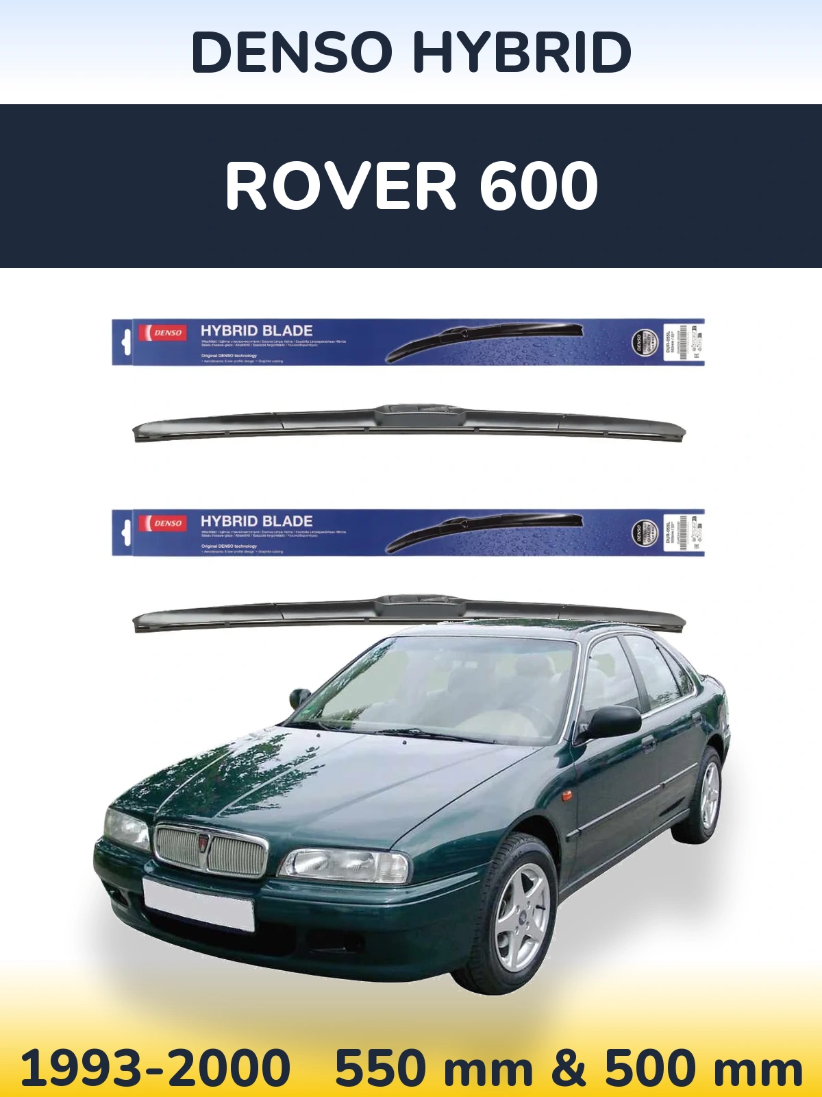Комплект передних дворников Denso Hybrid 550 & 500 мм для Rover 600 1993-2000