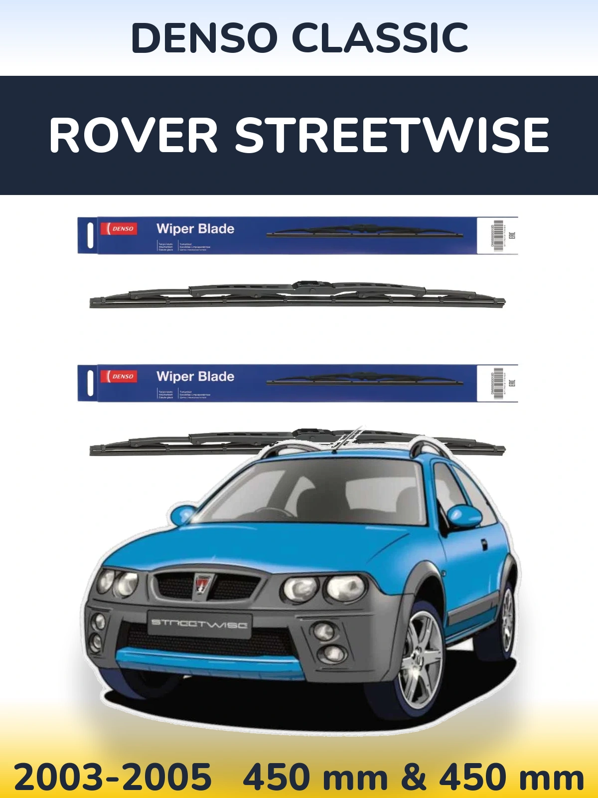 Komplet przednich wycieraczek Denso Classic 450 & 450 mm do Rover Streetwise 2003-2005