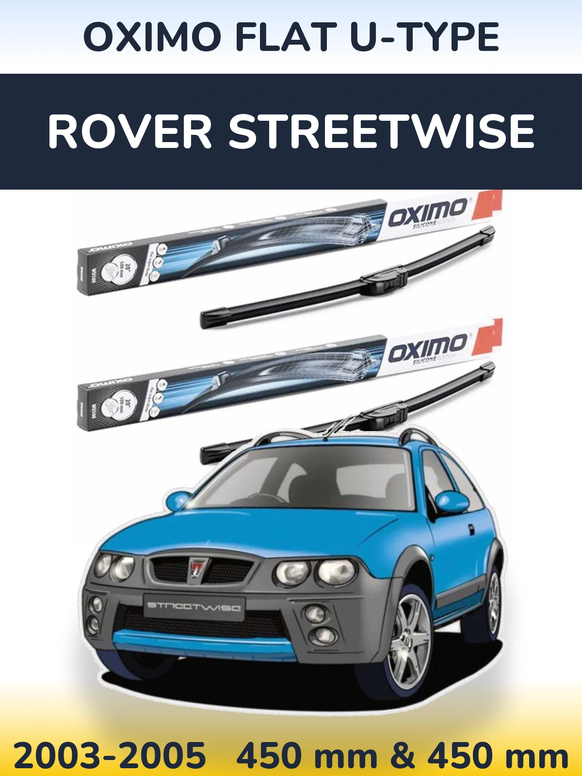 Комплект передних дворников Oximo Flat U-type 450 & 450 мм для Rover Streetwise 2003-2005