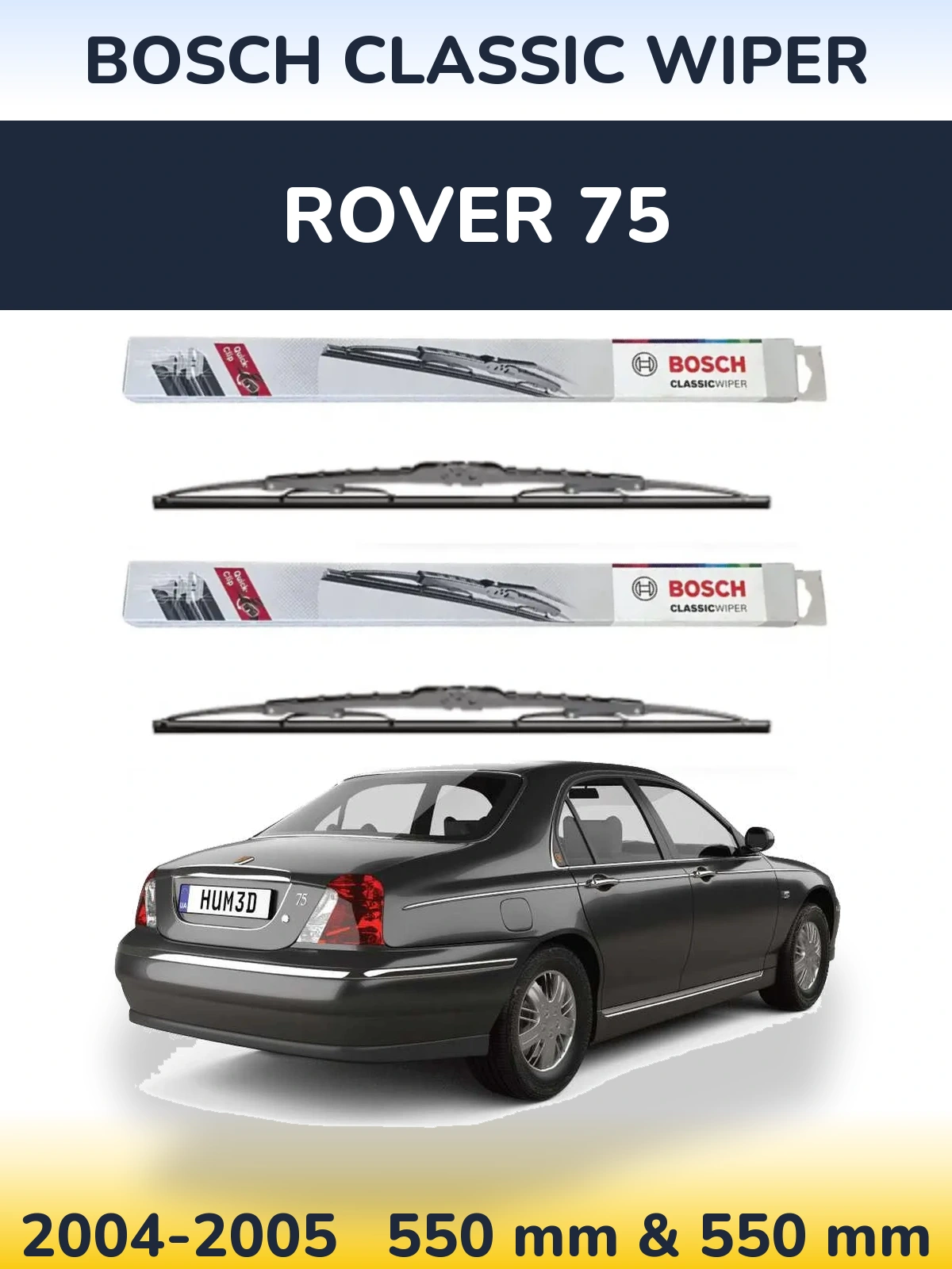Komplet przednich wycieraczek BOSCH Classic Wiper 550 & 550 mm do Rover 75 2004-2005