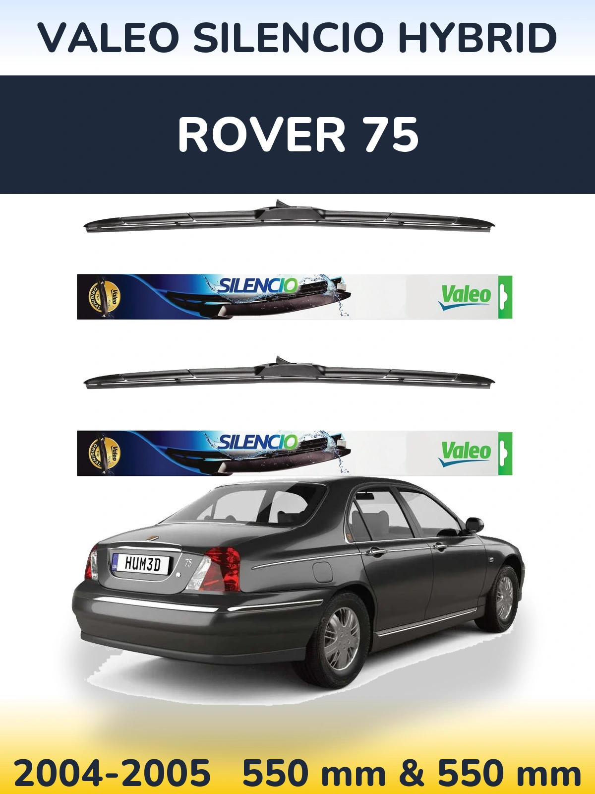 Комплект передних дворников Valeo Silencio Hybrid 550 & 550 мм для Rover 75 2004-2005