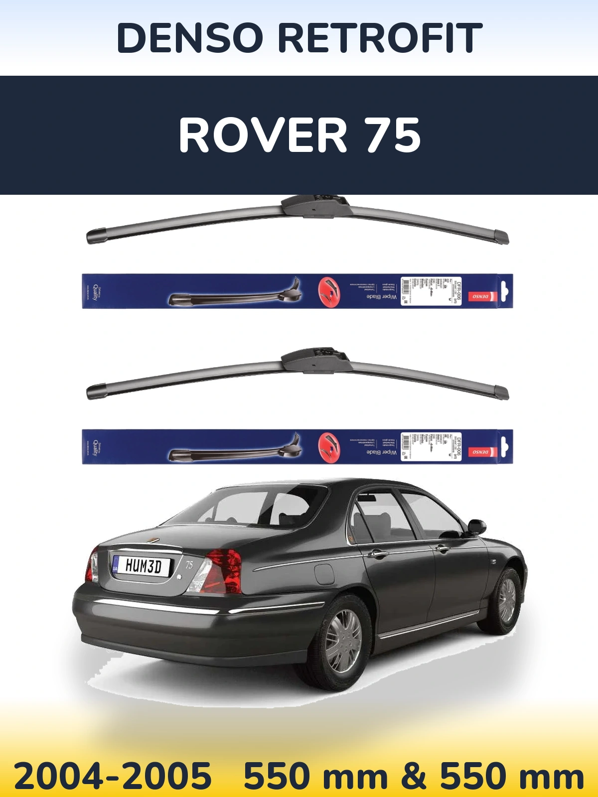 Komplet przednich wycieraczek Denso Retrofit 550 & 550 mm do Rover 75 2004-2005
