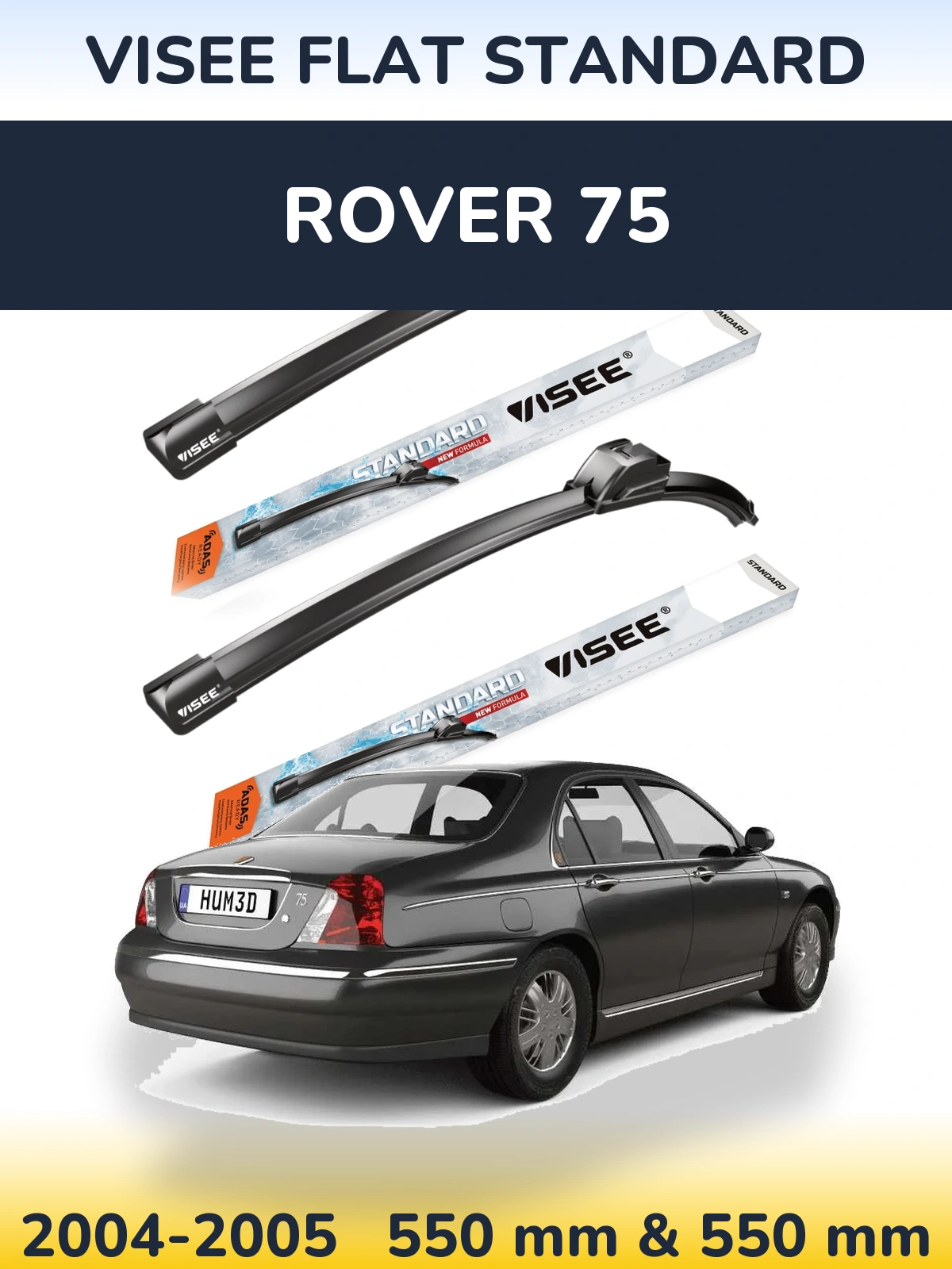 Komplet przednich wycieraczek VISEE FLAT STANDARD 550 & 550 mm do Rover 75 2004-2005