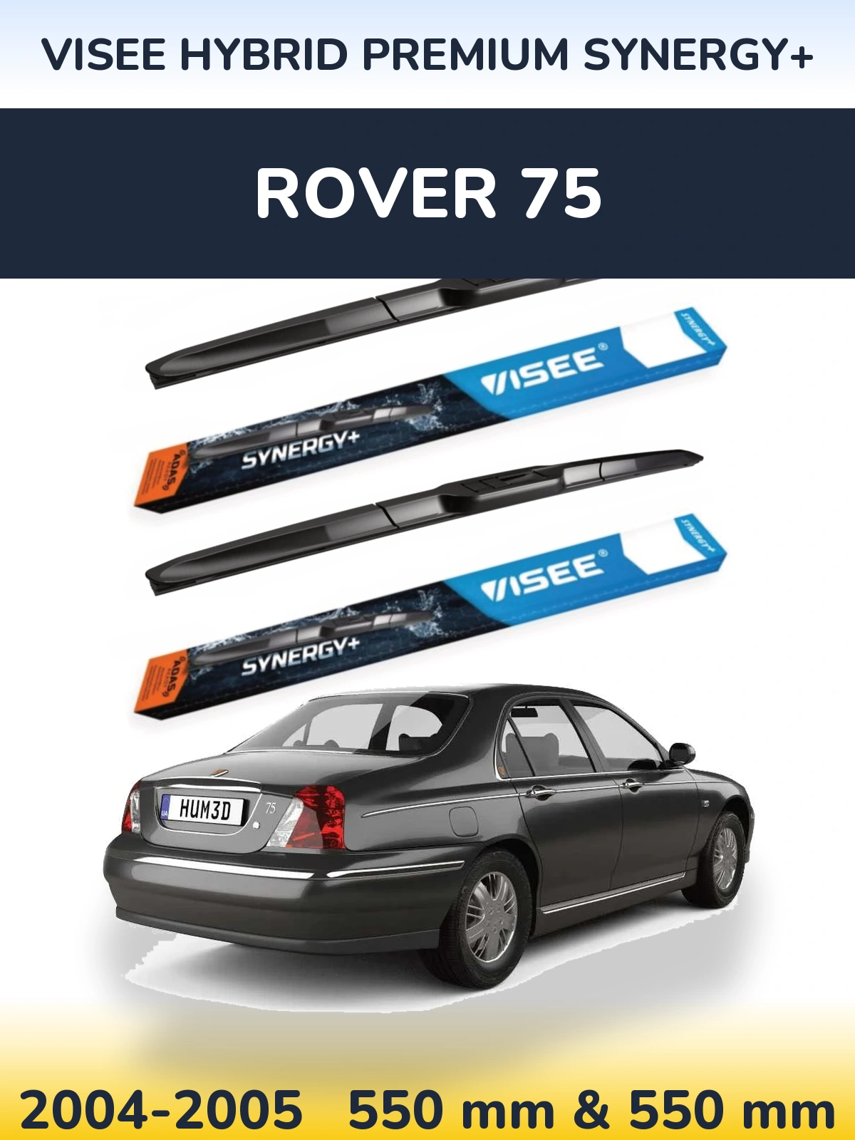 Front wiper blade set VISEE HYBRID PREMIUM SYNERGY+ 550 & 550 mm for Rover 75 2004-2005