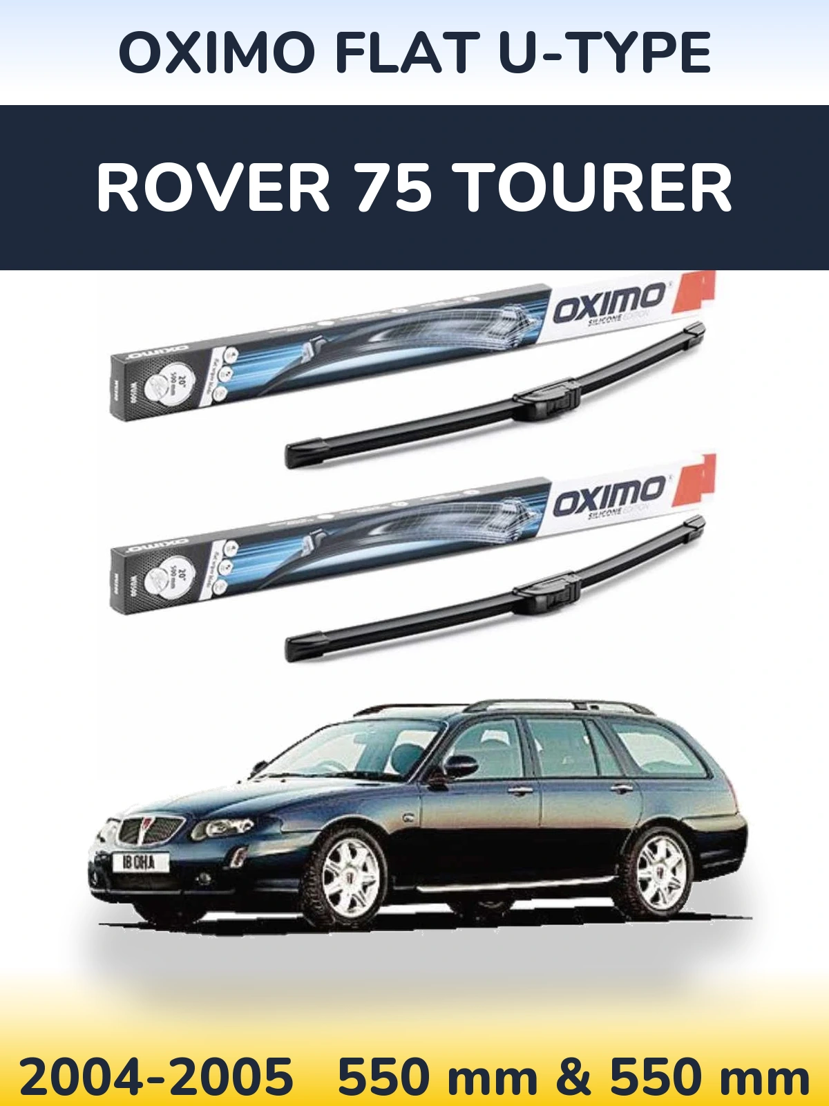 Комплект передних дворников Oximo Flat U-type 550 & 550 мм для Rover 75 Tourer 2004-2005