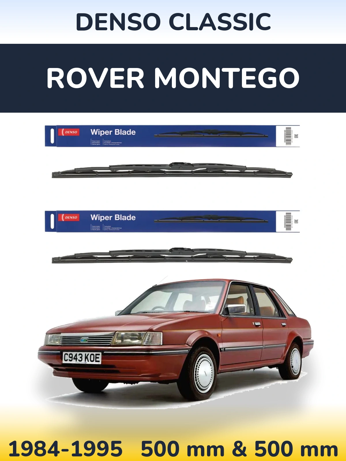Komplet przednich wycieraczek Denso Classic 500 & 500 mm do Rover Montego 1984-1995