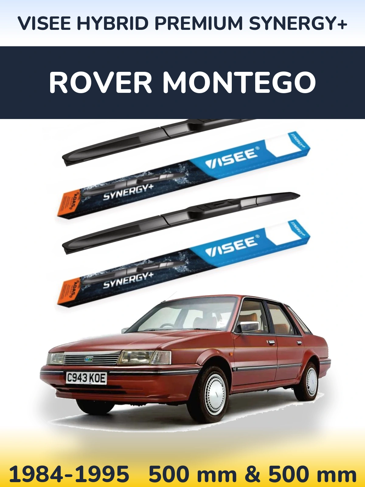 Комплект передних дворников VISEE HYBRID PREMIUM SYNERGY+ 500 & 500 мм для Rover Montego 1984-1995