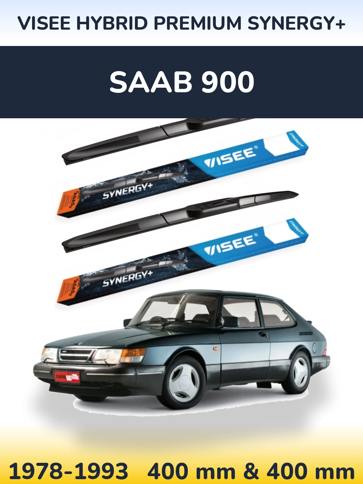 Комплект передних дворников VISEE HYBRID PREMIUM SYNERGY+ 400 & 400 мм для SAAB 900 1978-1993