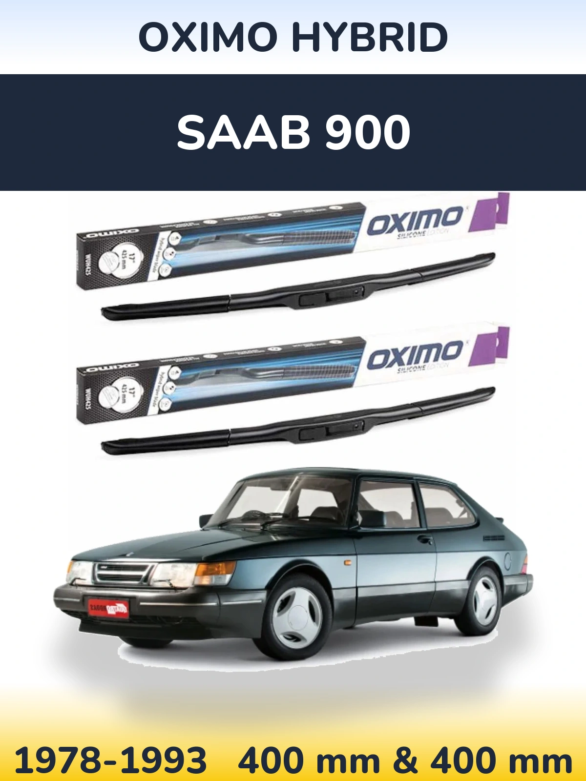 Комплект передніх щіток Oximo Hybrid 400 & 400 мм для SAAB 900 1978-1993