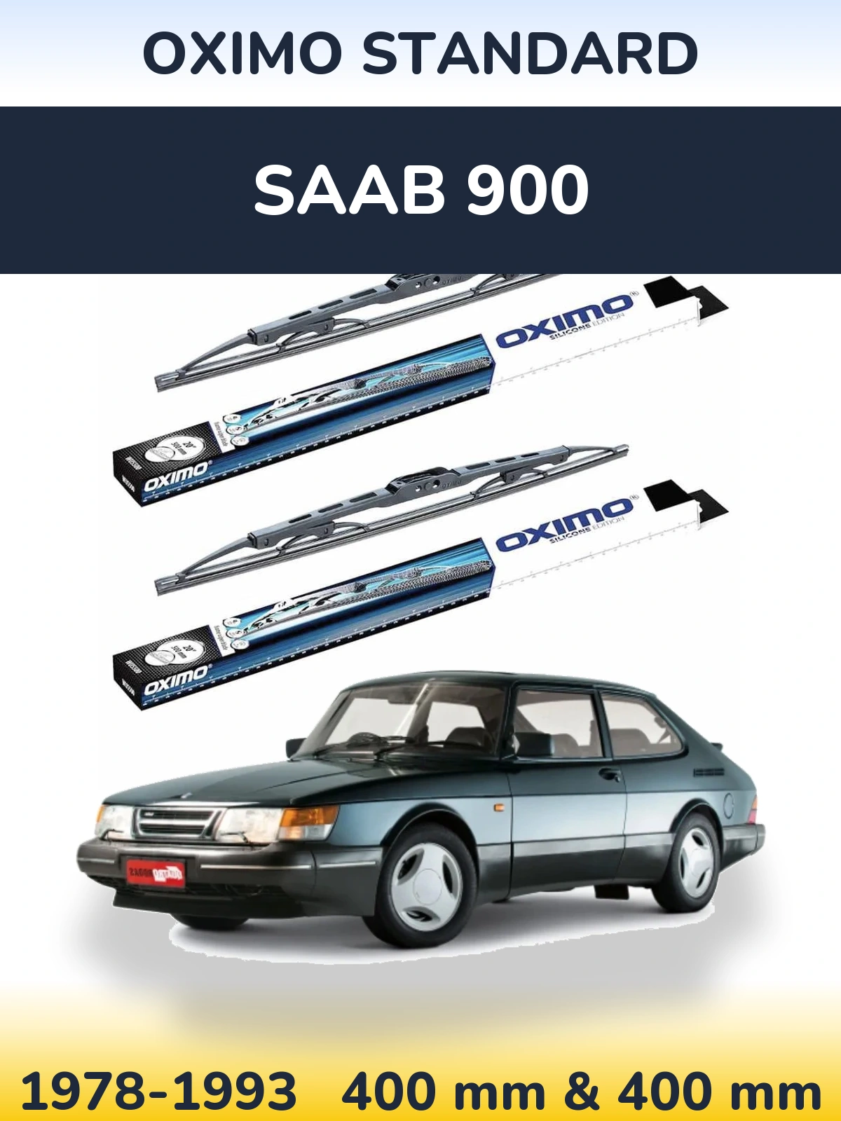 Front wiper blade set Oximo Standard 400 & 400 mm for SAAB 900 1978-1993