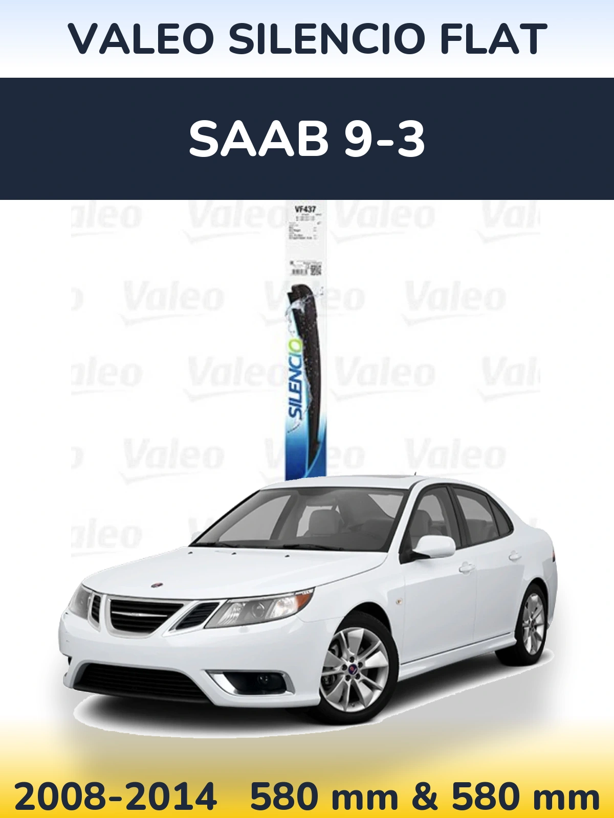 Комплект передних дворников Valeo Silencio Flat 580 & 580 мм для SAAB 9-3 2008-2014