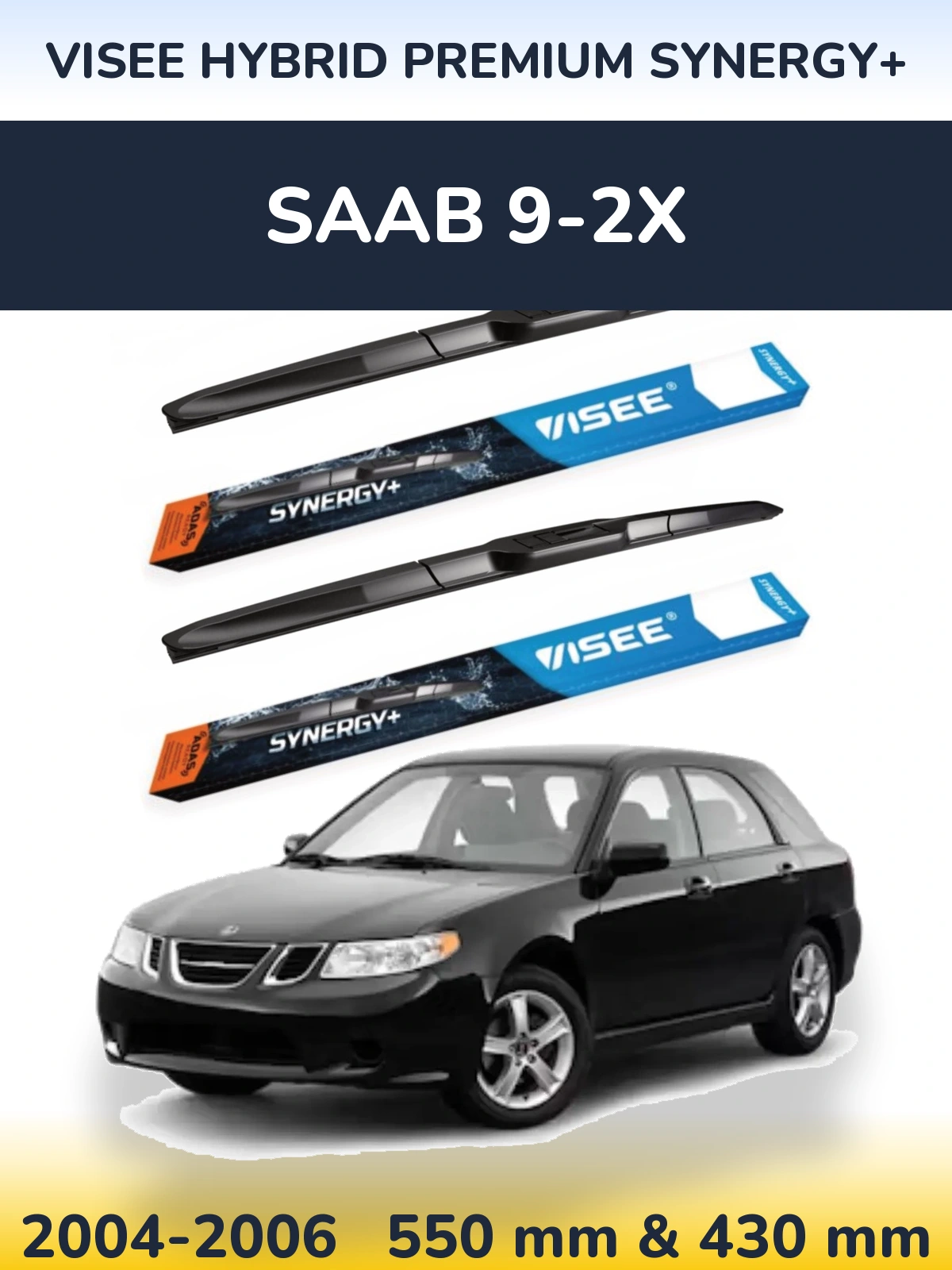 Комплект передних дворников VISEE HYBRID PREMIUM SYNERGY+ 550 & 430 мм для SAAB 9-2X 2004-2006