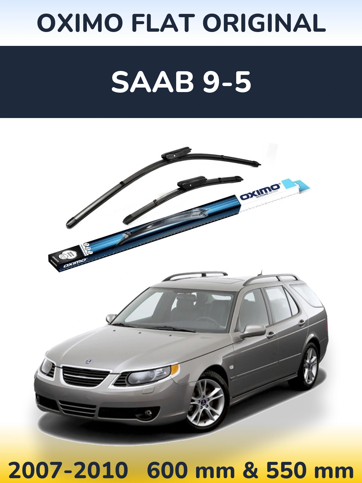 Комплект передних дворников Oximo Flat Original 600 & 550 мм для SAAB 9-5 2007-2010