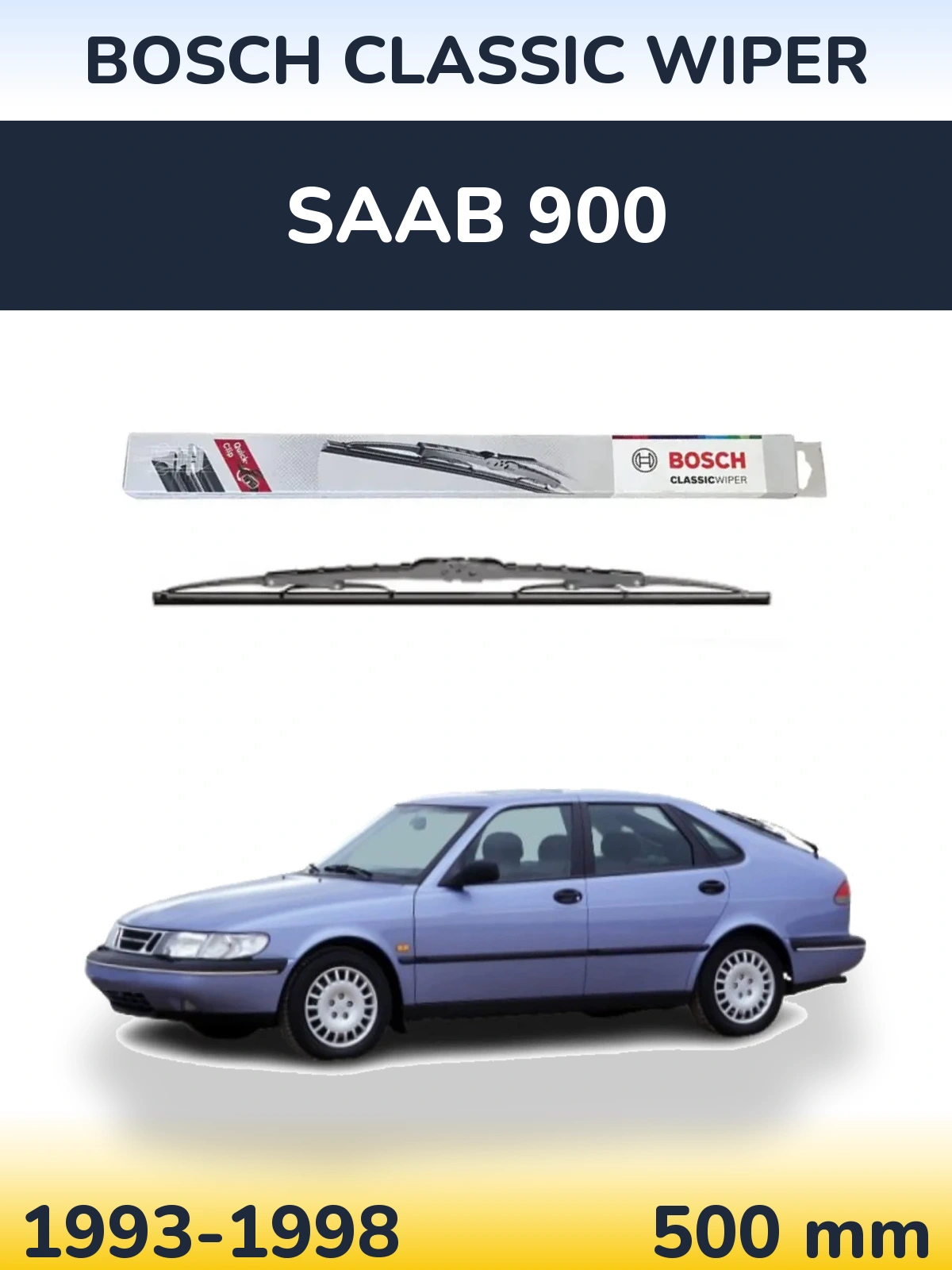 Tylna wycieraczka BOSCH Classic Wiper 500 mm do SAAB 900 1993-1998