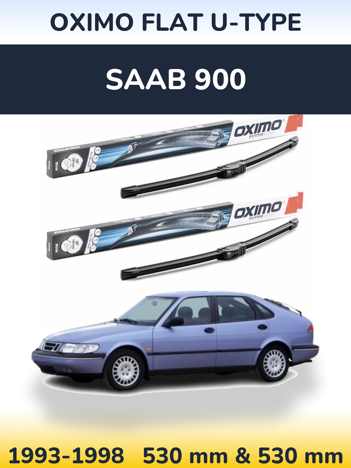Komplet przednich wycieraczek Oximo Flat U-type 530 & 530 mm do SAAB 900 1993-1998