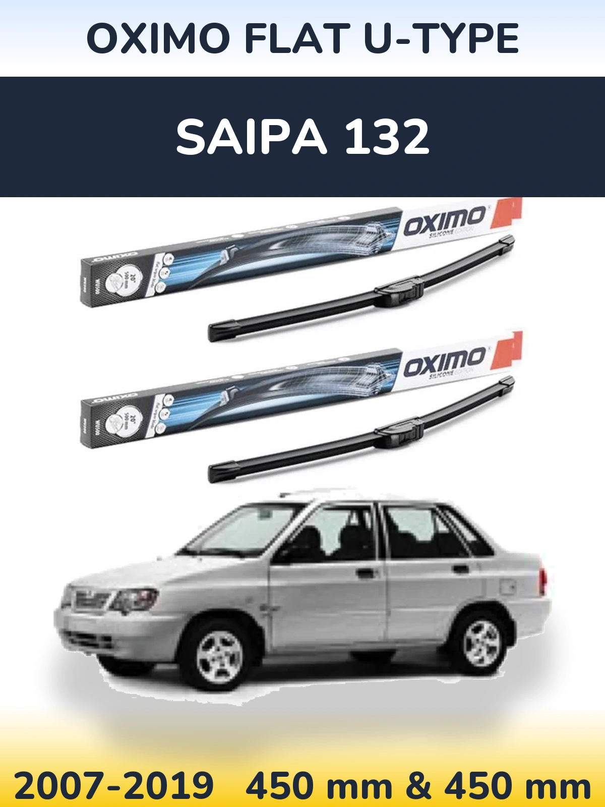 Komplet przednich wycieraczek Oximo Flat U-type 450 & 450 mm do Saipa 132 2007-2019