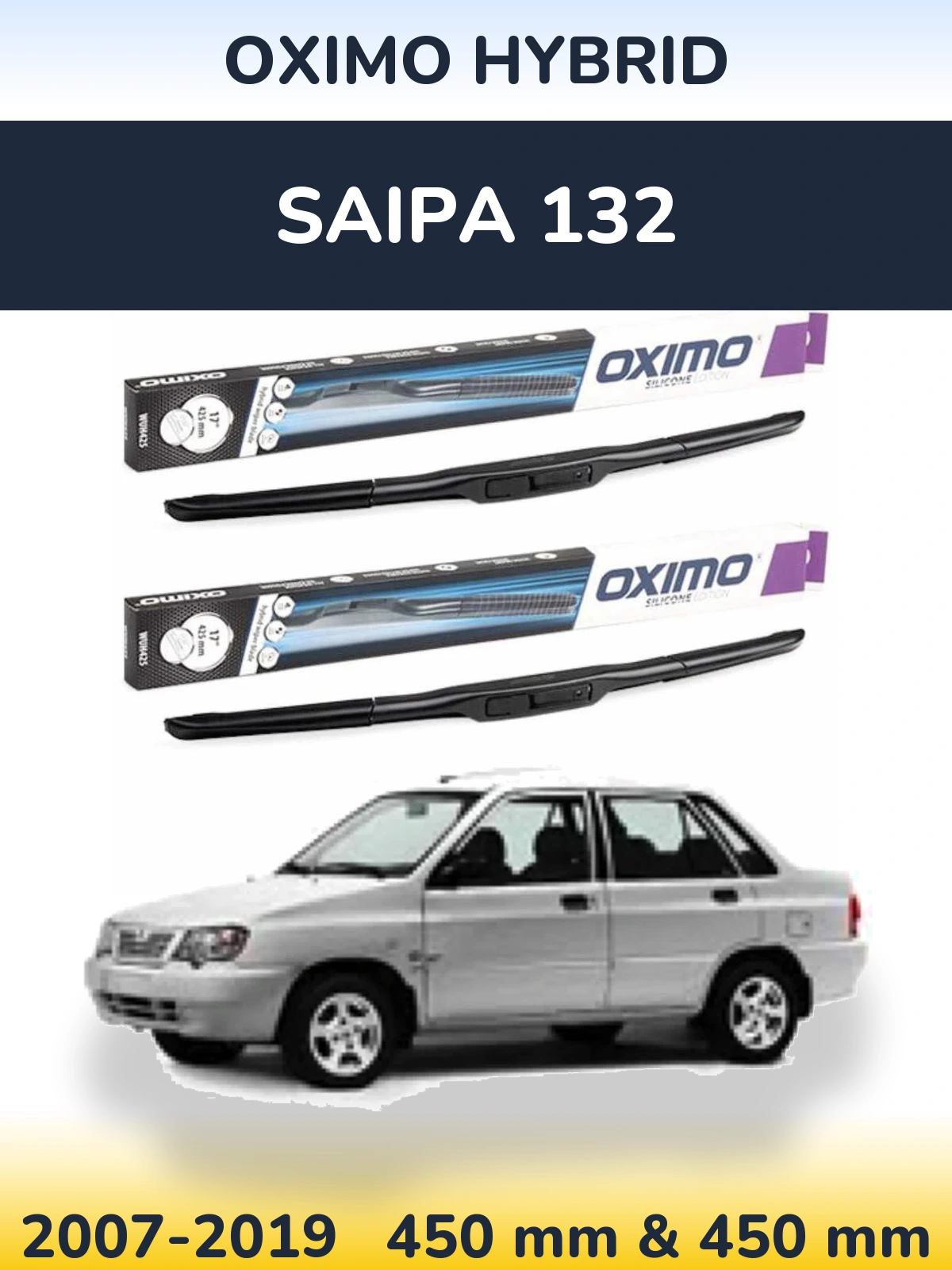 Komplet przednich wycieraczek Oximo Hybrid 450 & 450 mm do Saipa 132 2007-2019
