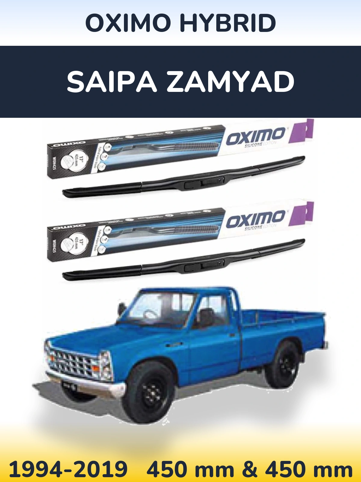 Komplet przednich wycieraczek Oximo Hybrid 450 & 450 mm do Saipa Zamyad 1994-2019