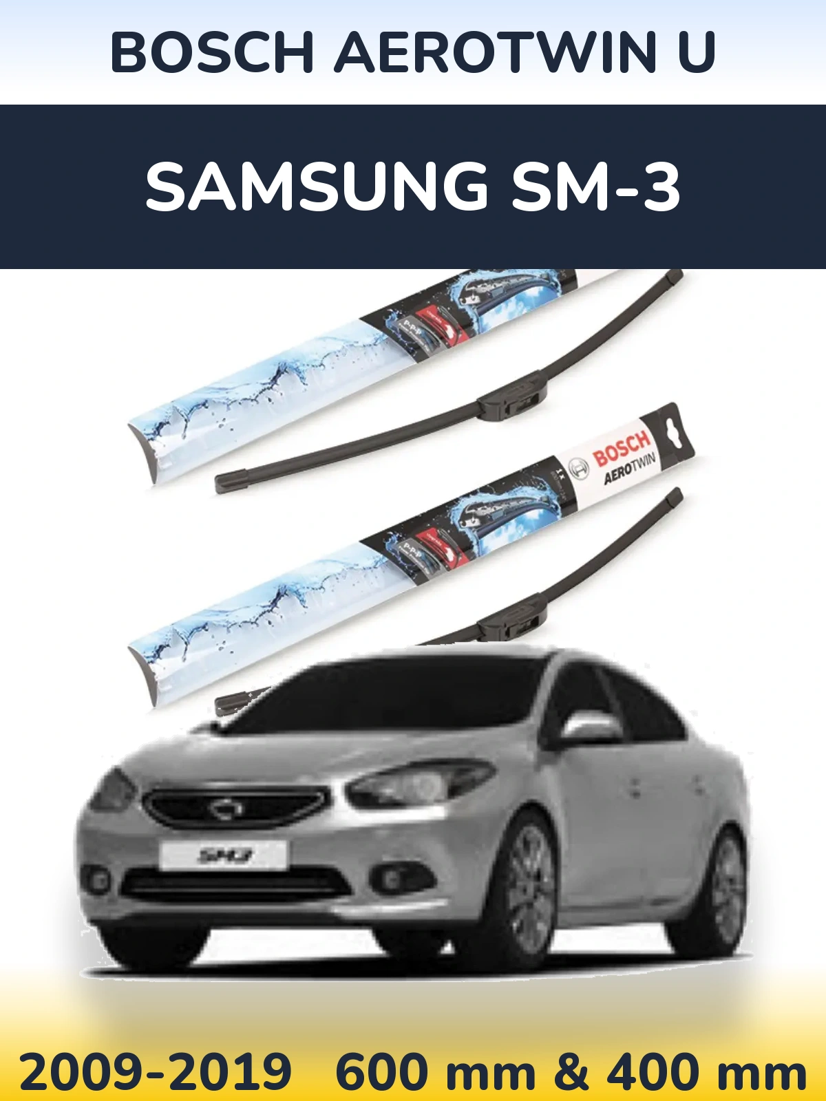 Komplet przednich wycieraczek BOSCH AeroTwin U 600 & 400 mm do Samsung SM-3 2009-2019