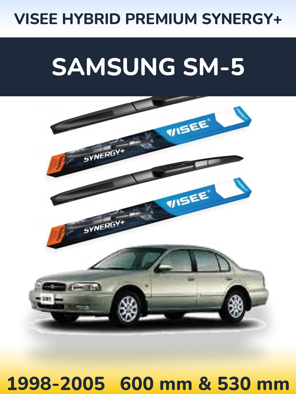 Комплект передніх щіток VISEE HYBRID PREMIUM SYNERGY+ 600 & 530 мм для Samsung SM-5 1998-2005