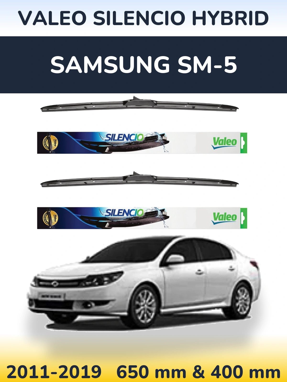 Комплект передних дворников Valeo Silencio Hybrid 650 & 400 мм для Samsung SM-5 2011-2019