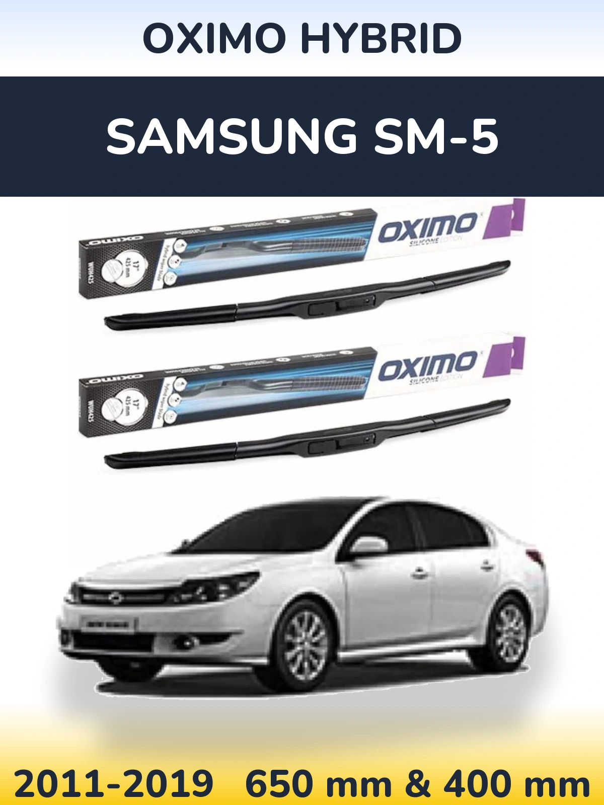Комплект передних дворников Oximo Hybrid 650 & 400 мм для Samsung SM-5 2011-2019