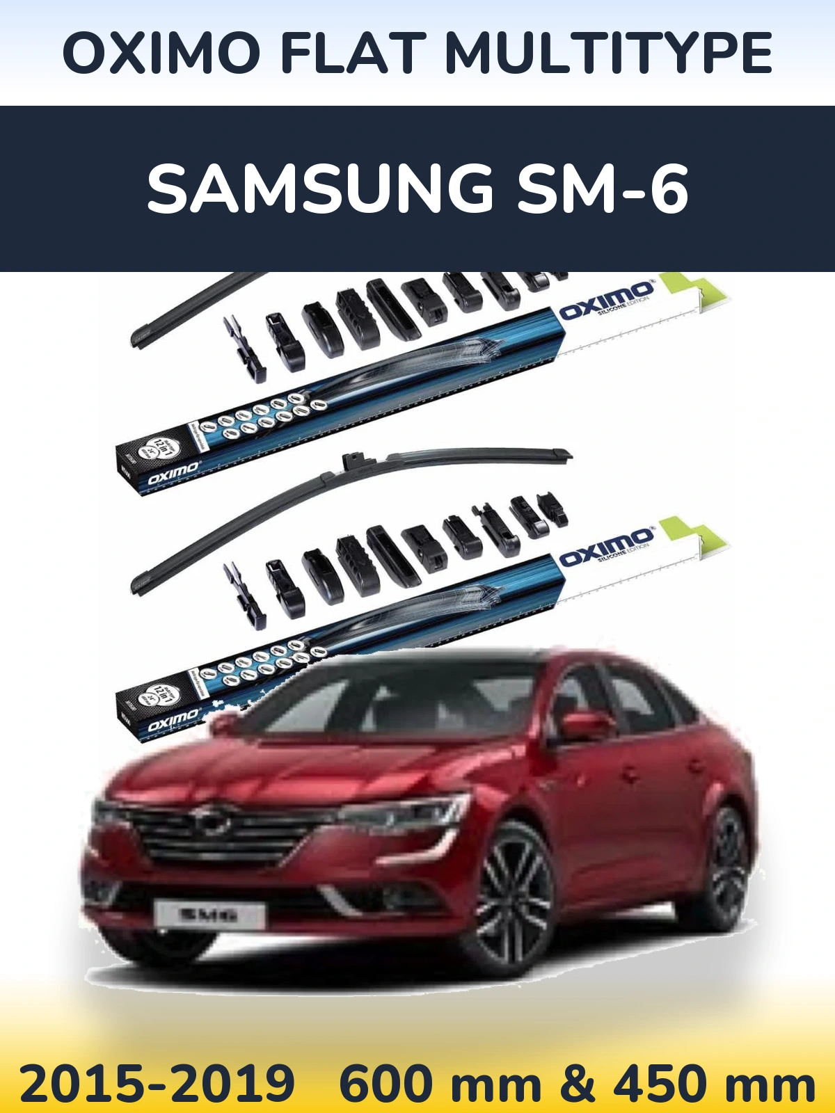 Komplet przednich wycieraczek Oximo Flat MultiType 600 & 450 mm do Samsung SM-6 2015-2019