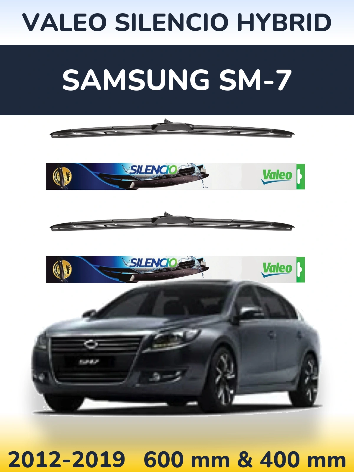 Комплект передніх щіток Valeo Silencio Hybrid 600 & 400 мм для Samsung SM-7 2012-2019