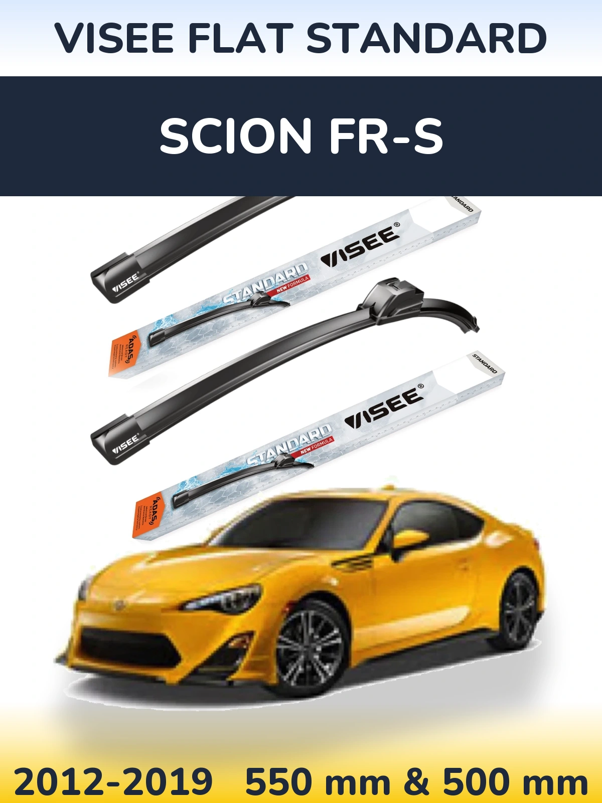 Комплект передних дворников VISEE FLAT STANDARD 550 & 500 мм для Scion FR-S 2012-2019