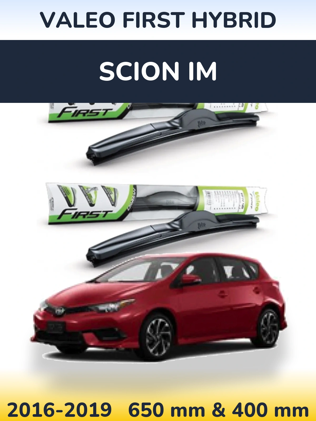 Комплект передних дворников Valeo First Hybrid 650 & 400 мм для Scion iM 2016-2019