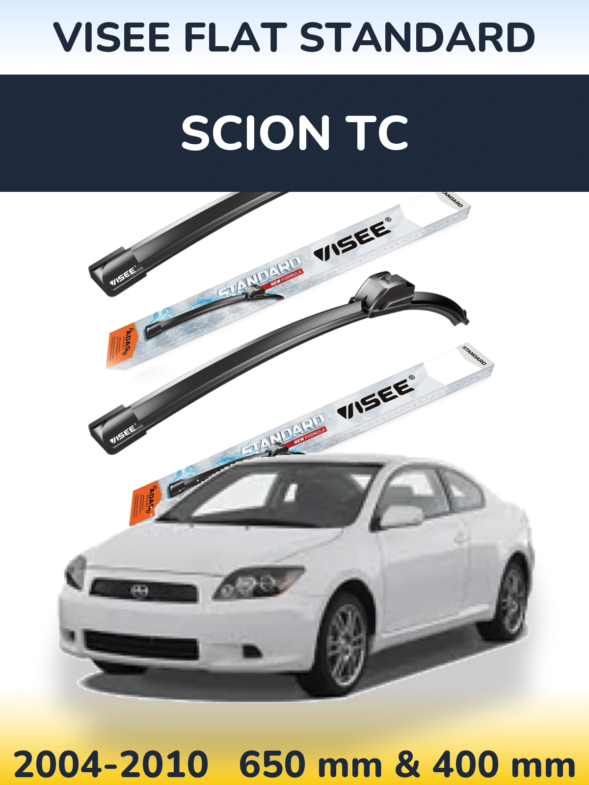 Комплект передних дворников VISEE FLAT STANDARD 650 & 400 мм для Scion tC 2004-2010