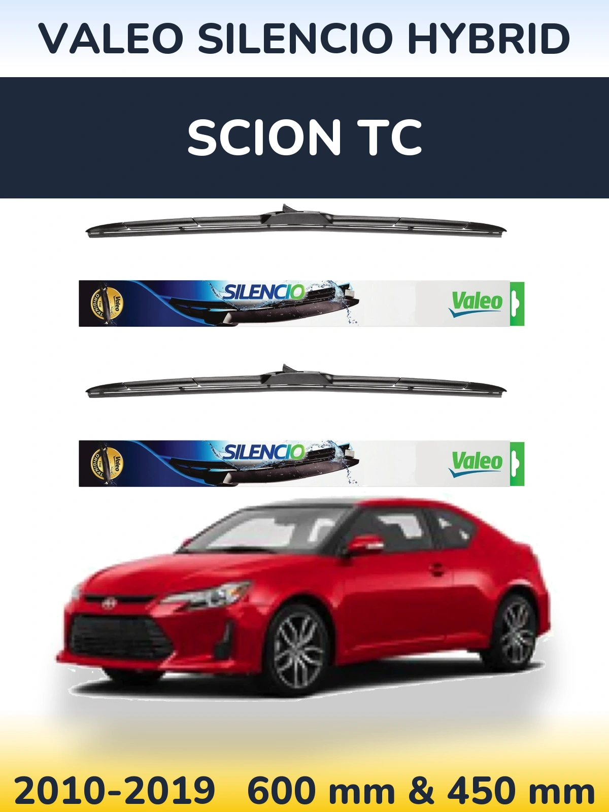Комплект передних дворников Valeo Silencio Hybrid 600 & 450 мм для Scion tC 2010-2019