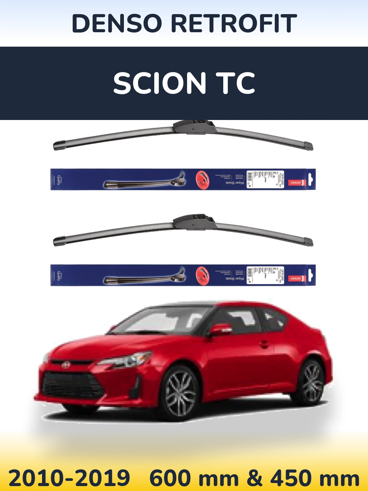 Komplet przednich wycieraczek Denso Retrofit 600 & 450 mm do Scion tC 2010-2019