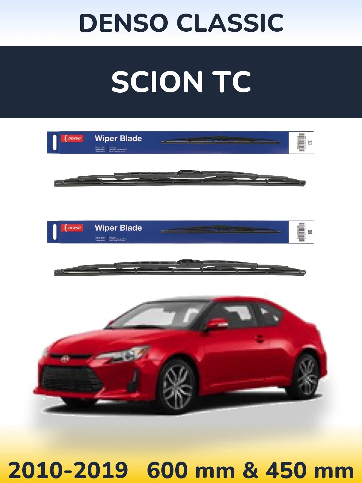 Komplet przednich wycieraczek Denso Classic 600 & 450 mm do Scion tC 2010-2019